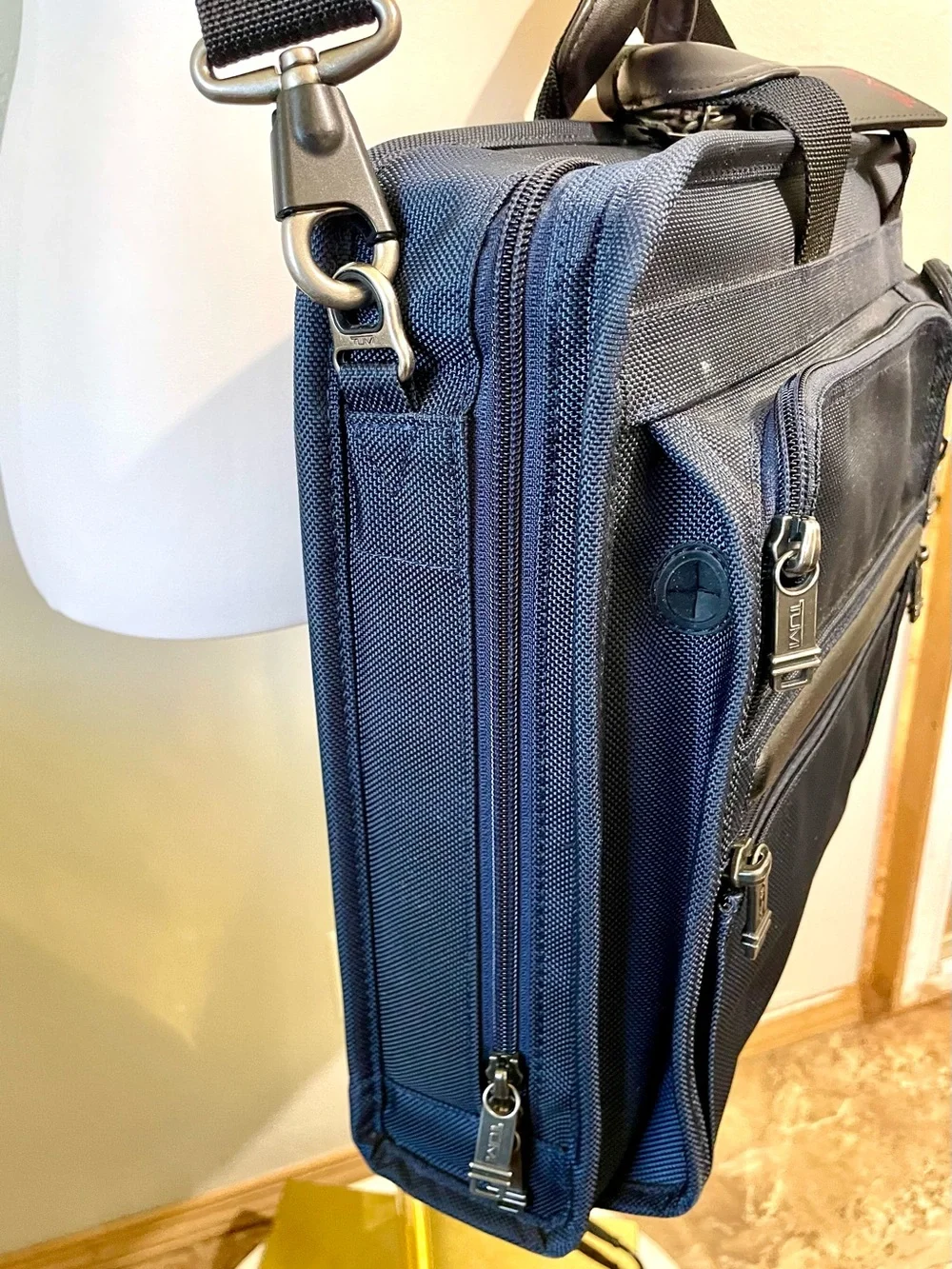Tumi Alpha Ballistic Nylon Expandable Laptop Briefcase Shoulder Bag Navy Commute